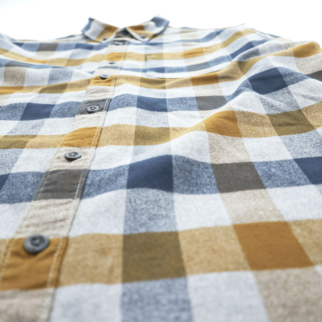 Eddie Bauer 長袖 フランネルシャツ L グレー ネイビー チェック CLASSIC FIT ボタンダウン 胸ポケット 0156