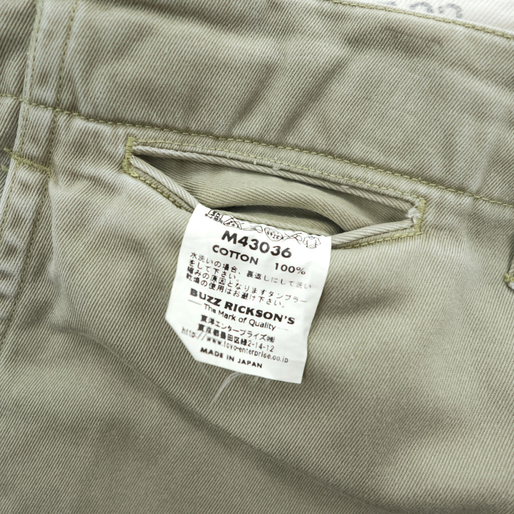 BUZZ RICKSON'S M43036 EARLY MILITARY CHINOS 1942 MODEL Trousers W36 L35 Made in Japan