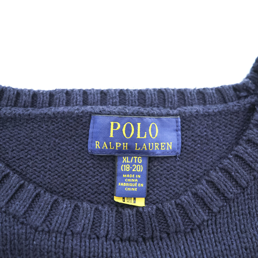 Polo Ralph Lauren ポロベア コットンニット セーター XL ネイビー 星条旗