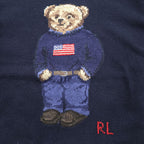 Polo Ralph Lauren ポロベア コットンニット セーター XL ネイビー 星条旗