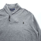 Polo Ralph Lauren ショールカラー スウェット トレーナー L グレー スモールポニー ロゴ 刺繍 ESTATE RIB