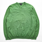 Brooks Brothers メリノウール Vネック ニット セーター L グリーン ストレッチ MERINO WOOL