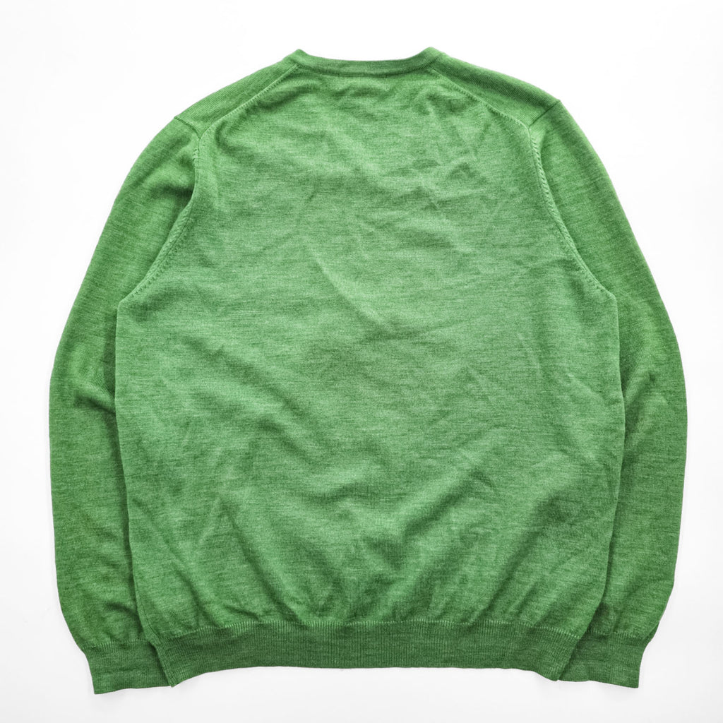 Brooks Brothers メリノウール Vネック ニット セーター L グリーン ストレッチ MERINO WOOL
