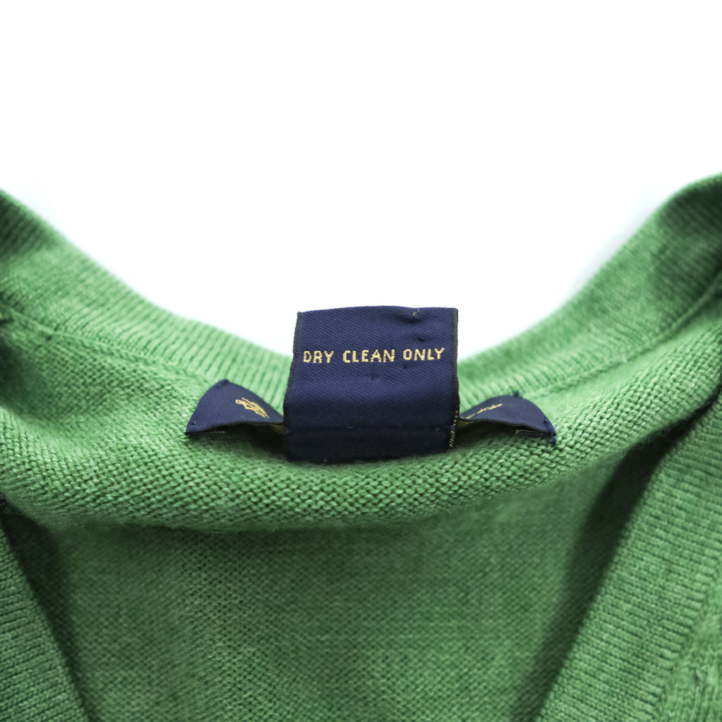 Brooks Brothers メリノウール Vネック ニット セーター L グリーン ストレッチ MERINO WOOL