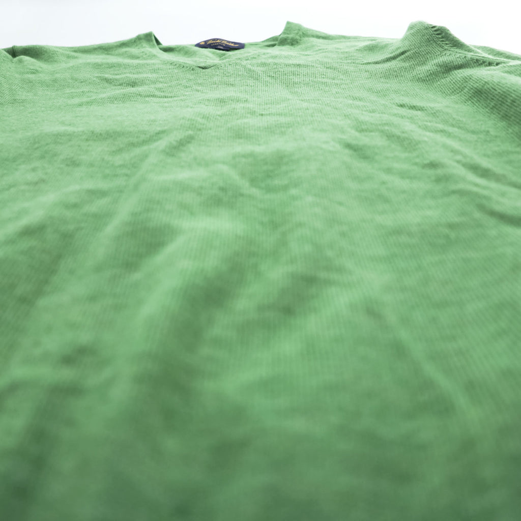 Brooks Brothers メリノウール Vネック ニット セーター L グリーン ストレッチ MERINO WOOL