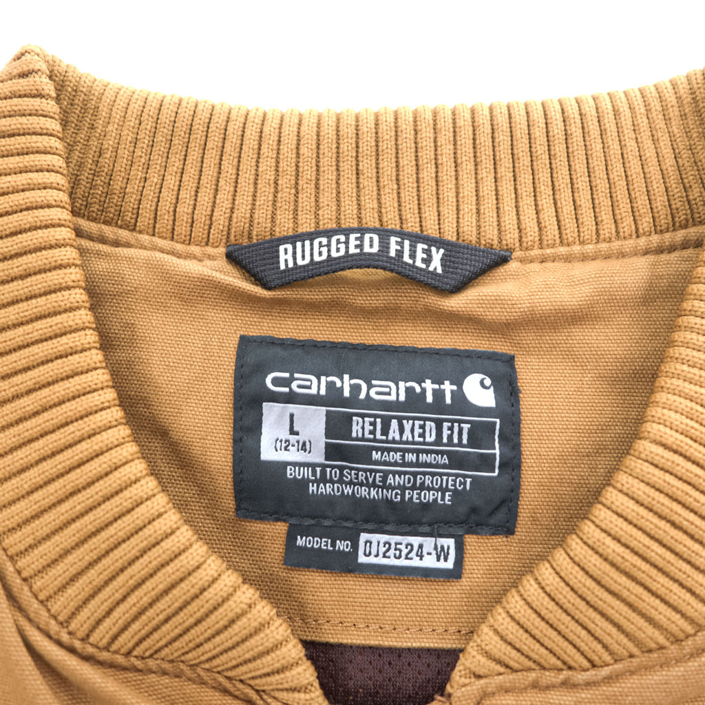 carhartt ダック地 ジップアップブルゾン Rugged Flex ボンバージャケット L ブラウン ストレッチ キャンバス OJ2524-W