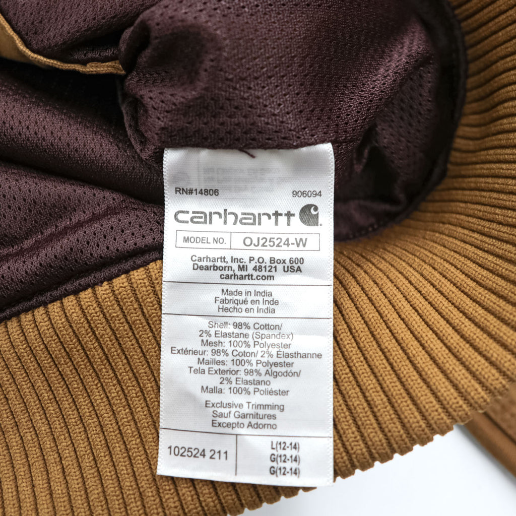 carhartt ダック地 ジップアップブルゾン Rugged Flex ボンバージャケット L ブラウン ストレッチ キャンバス OJ2524-W