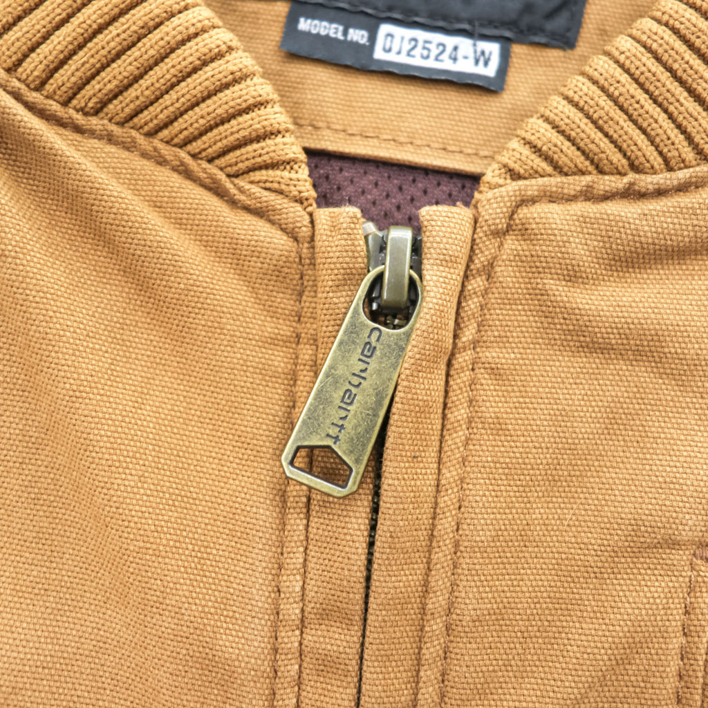 carhartt ダック地 ジップアップブルゾン Rugged Flex ボンバージャケット L ブラウン ストレッチ キャンバス OJ2524-W