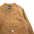 carhartt ダック地 ジップアップブルゾン Rugged Flex ボンバージャケット L ブラウン ストレッチ キャンバス OJ2524-W