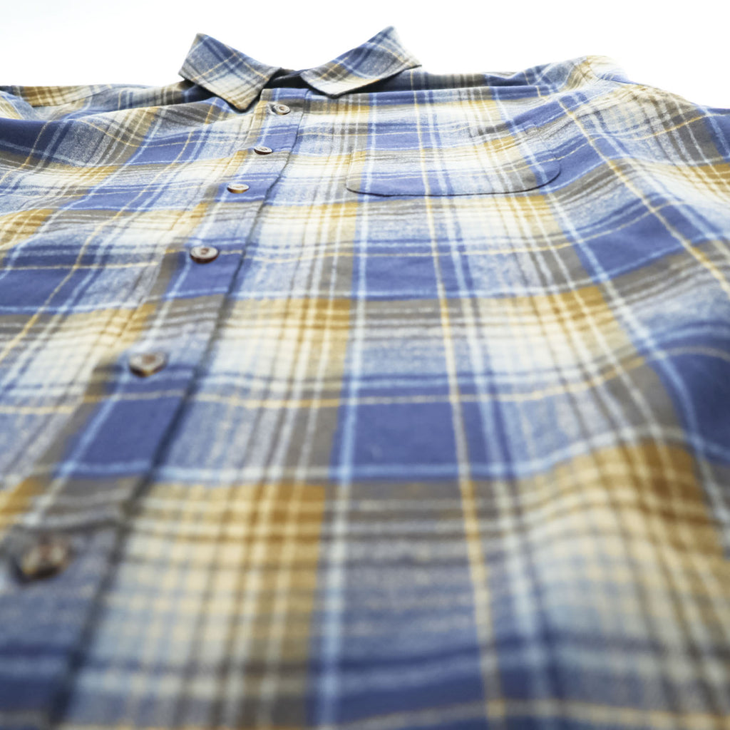 PENDLETON バージンウール LODGE オンブレチェックシャツ XL ネイビー ブラウン 胸ポケット