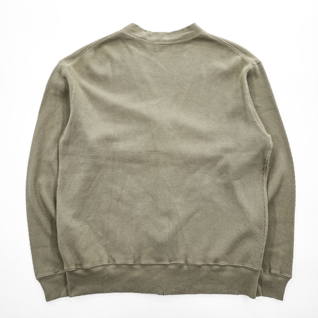 Healthknit サーマル ニット カーディガン FREE ベージュ THERMAL KING ダメージ加工