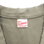 Healthknit サーマル ニット カーディガン FREE ベージュ THERMAL KING ダメージ加工