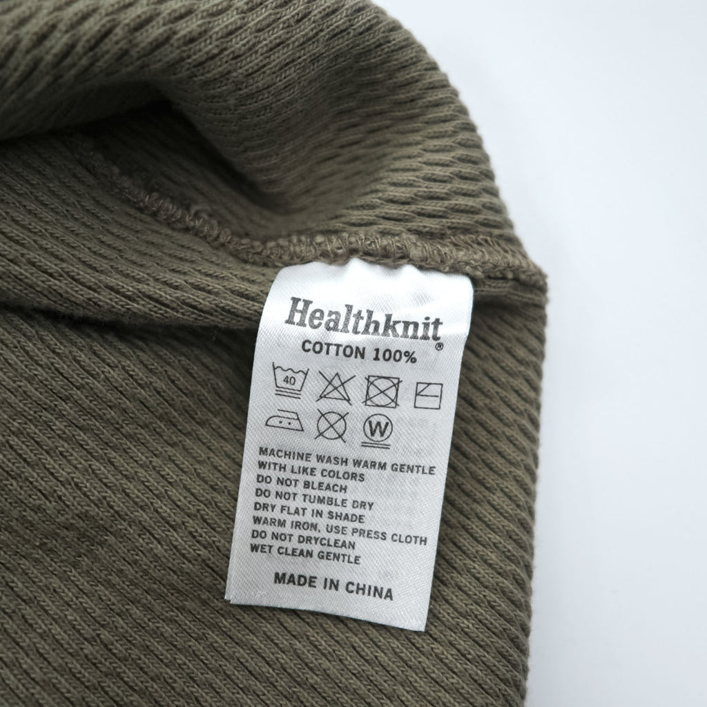 Healthknit サーマル ニット カーディガン FREE ベージュ THERMAL KING ダメージ加工