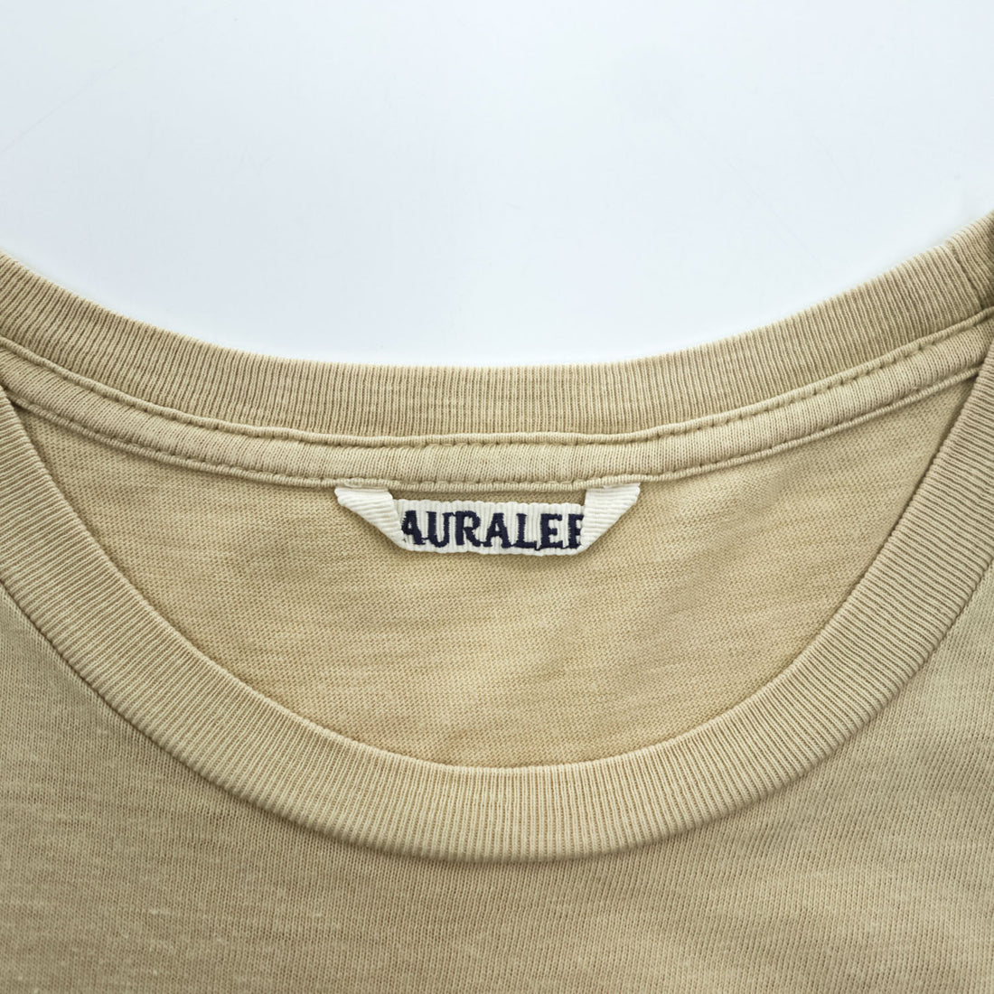 AURALEE 日本製 シームレス クルーネック 5分袖 Tシャツ SEAMLESS CREW NECK HALF SLEEVE TEE M ベージュ シングルステッチ A8ST02ST