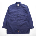 Dickies 長袖ワークシャツ M ネイビー ボックスシルエット フラップ ダブルポケット