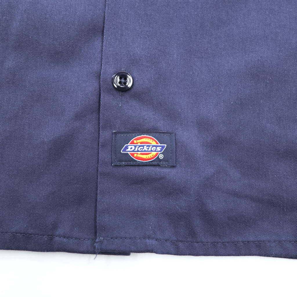 Dickies 長袖ワークシャツ M ネイビー ボックスシルエット フラップ ダブルポケット
