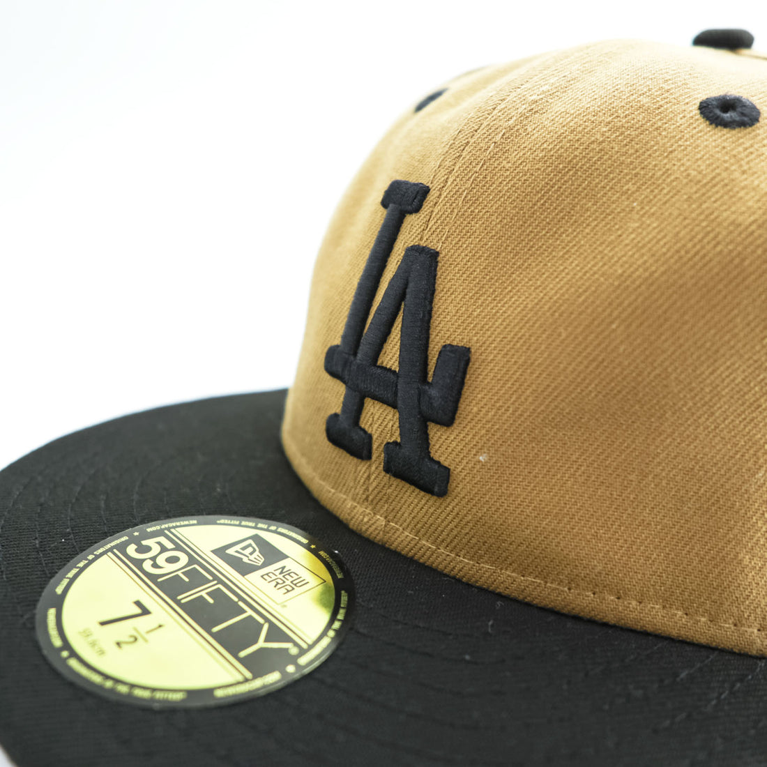 NEW ERA 59FIFTY ロサンゼルス・ドジャース LAロゴ フィッテッドキャップ 7 1/2 ベージュ ブラック