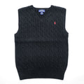 Polo Ralph Lauren Vネック ケーブルニット ベスト M ブラック スモールポニー ロゴ 刺繍