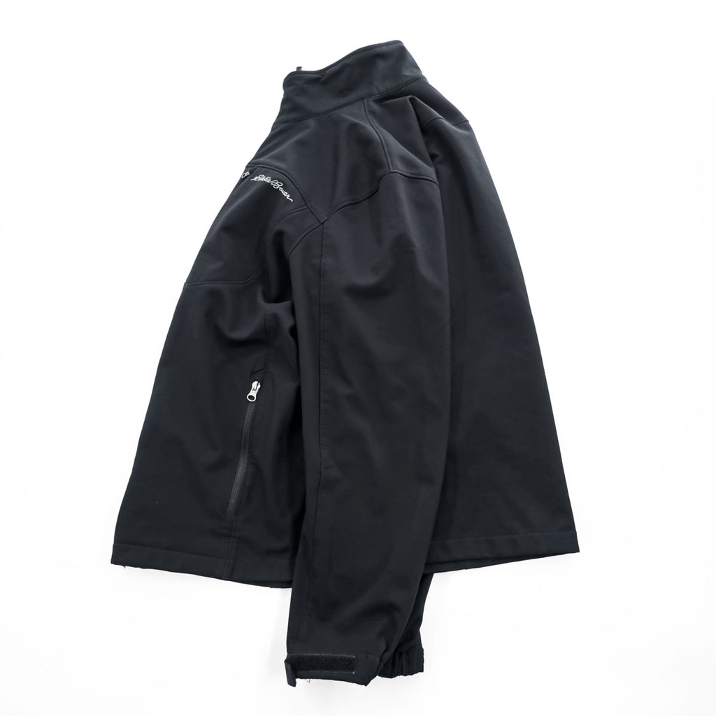 Eddie Bauer ソフトシェルジャケット L ブラック フリース裏地 アウトドア フルジップ 0533