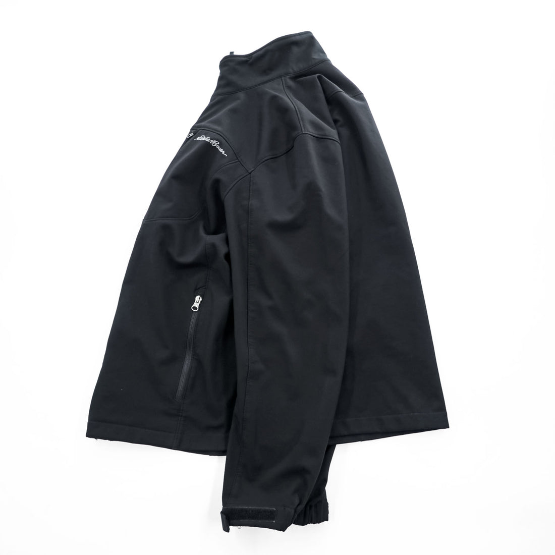 Eddie Bauer ソフトシェルジャケット L ブラック フリース裏地 アウトドア フルジップ 0533