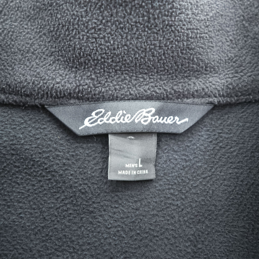 Eddie Bauer ソフトシェルジャケット L ブラック フリース裏地 アウトドア フルジップ 0533