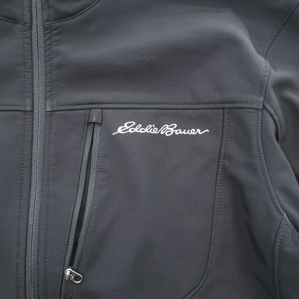 Eddie Bauer ソフトシェルジャケット L ブラック フリース裏地 アウトドア フルジップ 0533