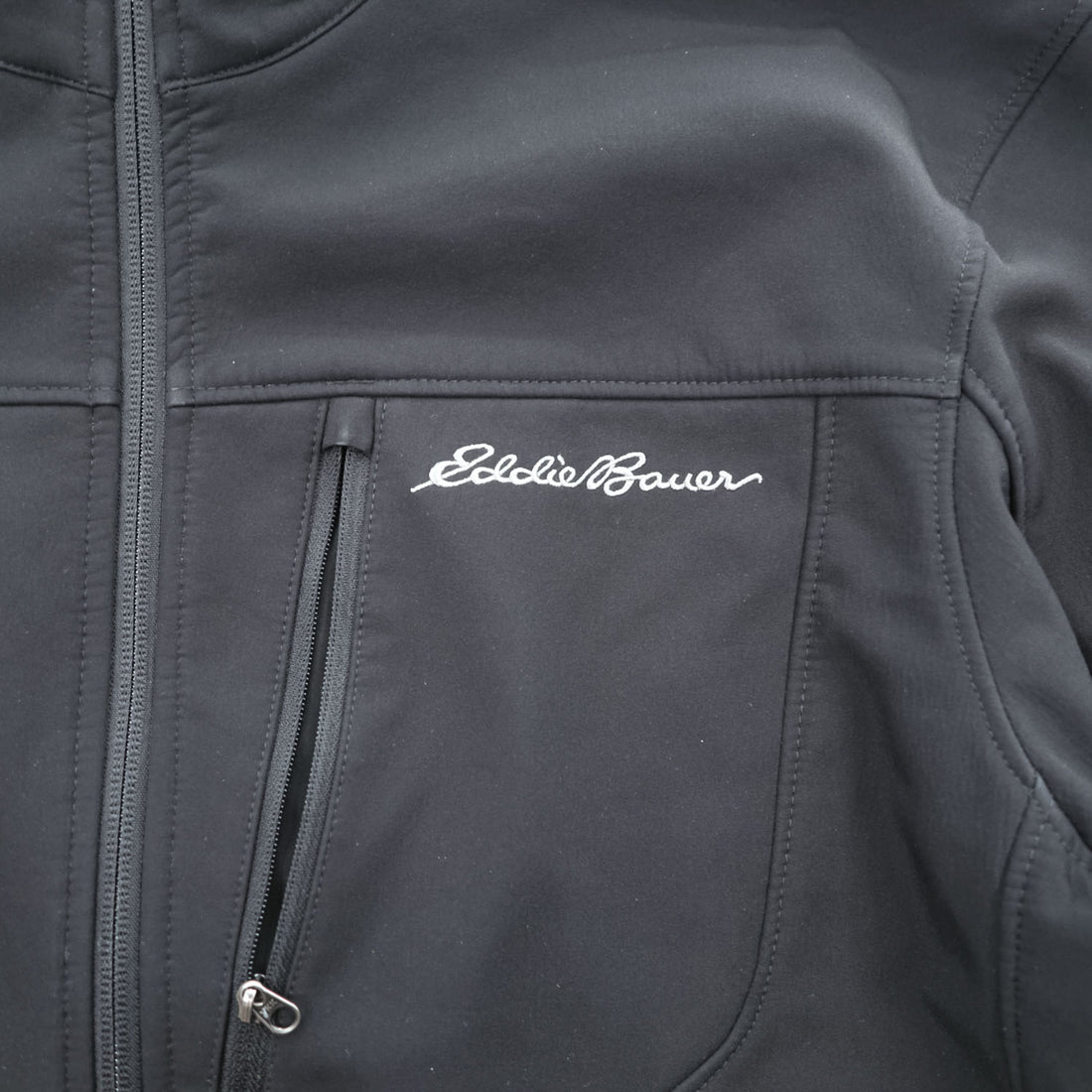 Eddie Bauer ソフトシェルジャケット L ブラック フリース裏地 アウトドア フルジップ 0533
