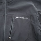 Eddie Bauer ソフトシェルジャケット L ブラック フリース裏地 アウトドア フルジップ 0533