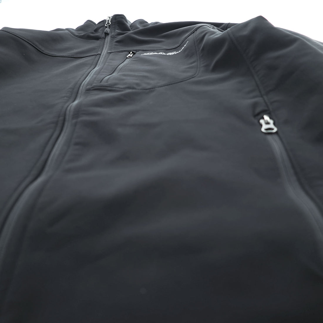 Eddie Bauer ソフトシェルジャケット L ブラック フリース裏地 アウトドア フルジップ 0533