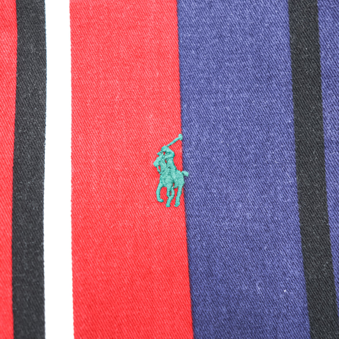 Ralph Lauren 90年代 ヴィンテージ 長袖 マルチカラー ストライプ シャツ XL ポニー刺繍 ボタンダウン レッド ネイビー