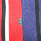 Ralph Lauren 90年代 ヴィンテージ 長袖 マルチカラー ストライプ シャツ XL ポニー刺繍 ボタンダウン レッド ネイビー