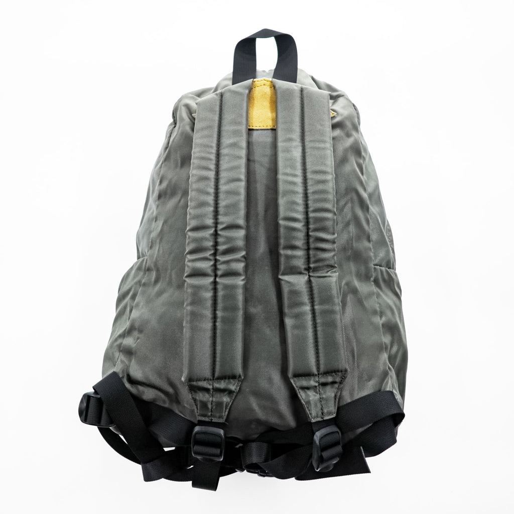 Vintage Herve Chapelier 978N-GRY Nylon Daypack Backpack Gray Khaki Suede Detail