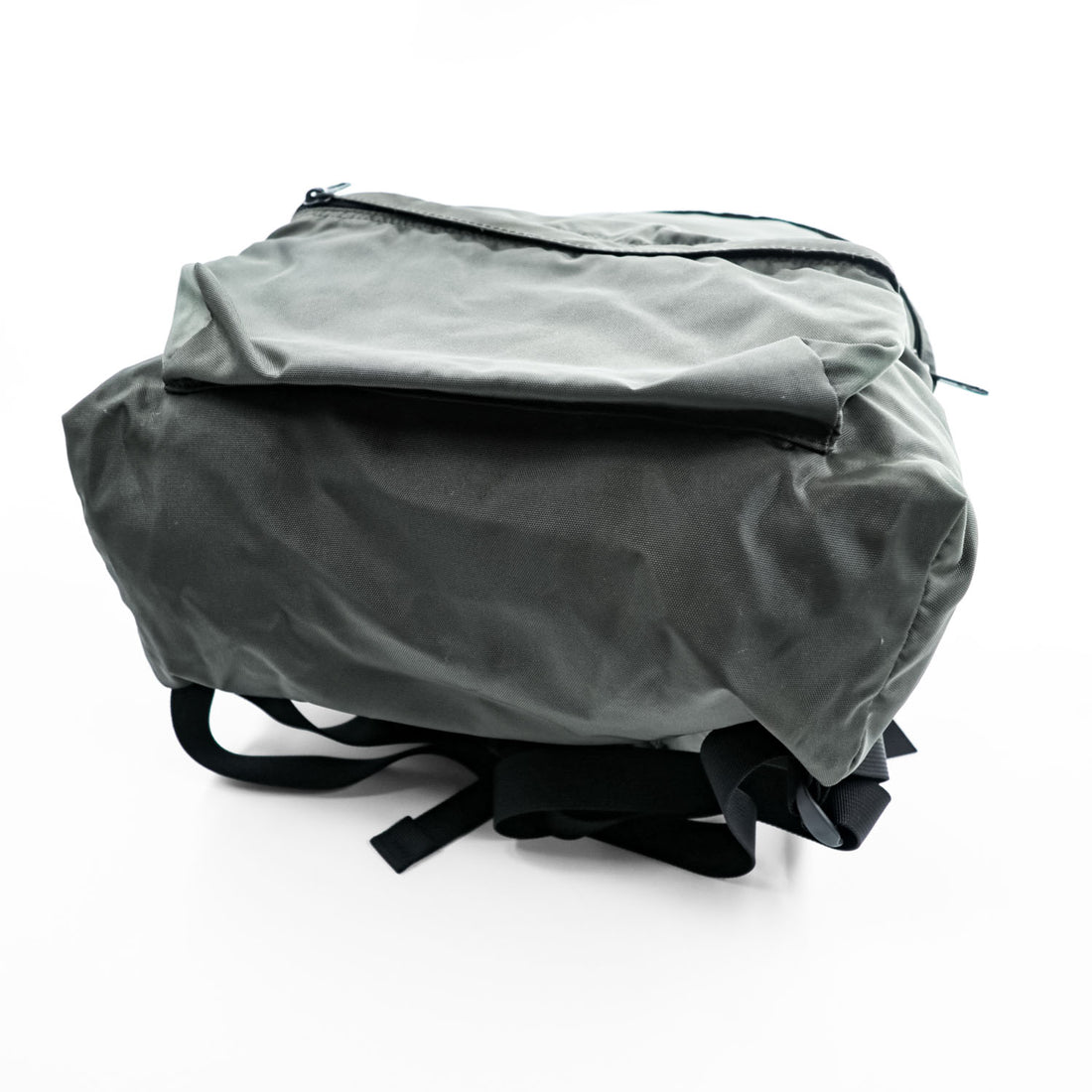 Vintage Herve Chapelier 978N-GRY Nylon Daypack Backpack Gray Khaki Suede Detail