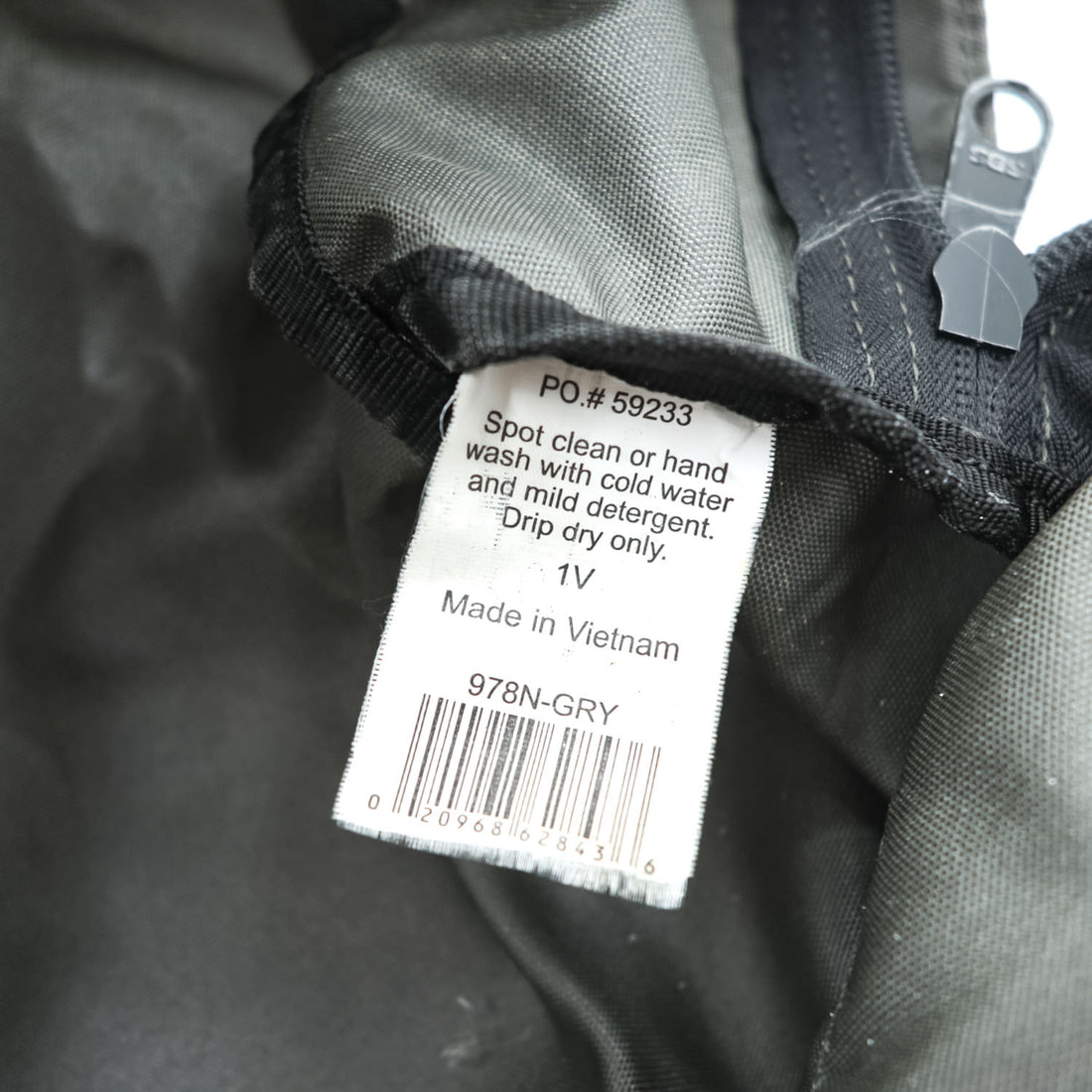 Vintage Herve Chapelier 978N-GRY Nylon Daypack Backpack Gray Khaki Suede Detail