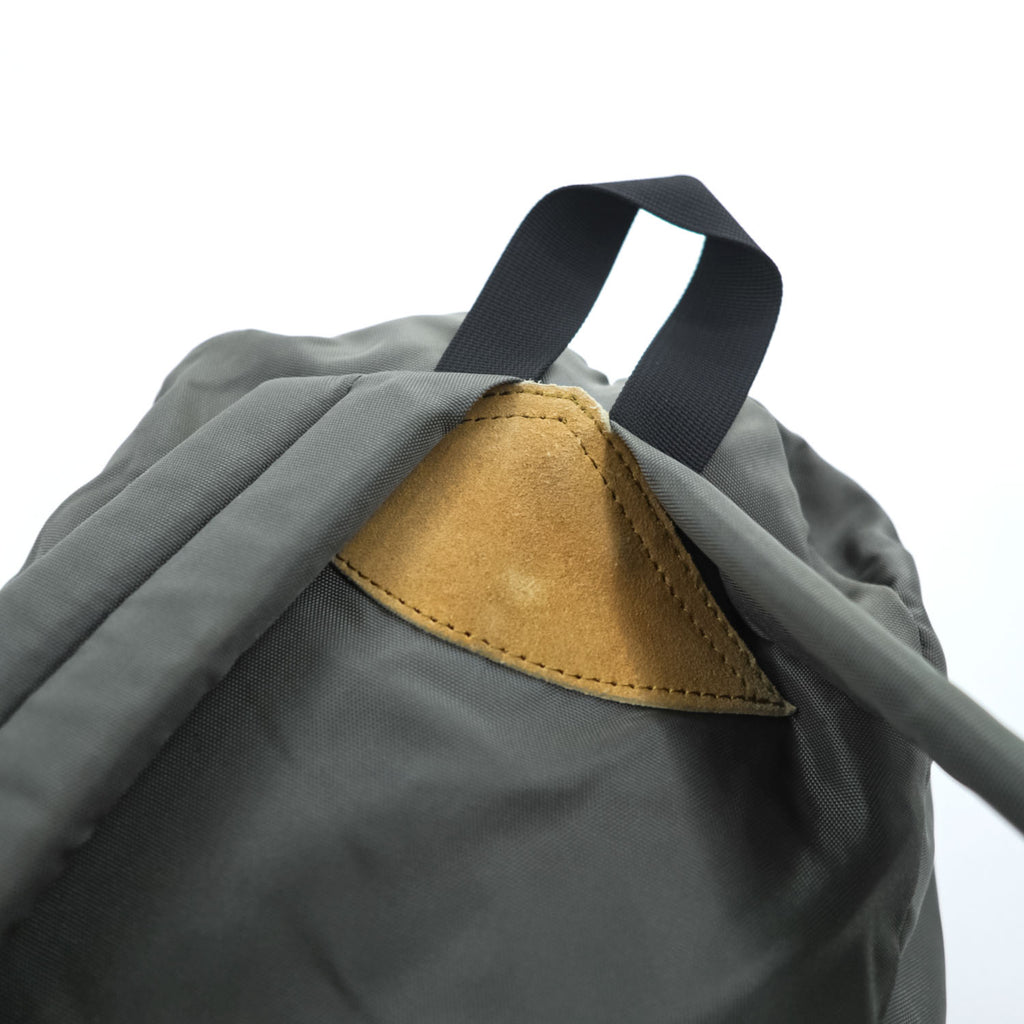 Vintage Herve Chapelier 978N-GRY Nylon Daypack Backpack Gray Khaki Suede Detail