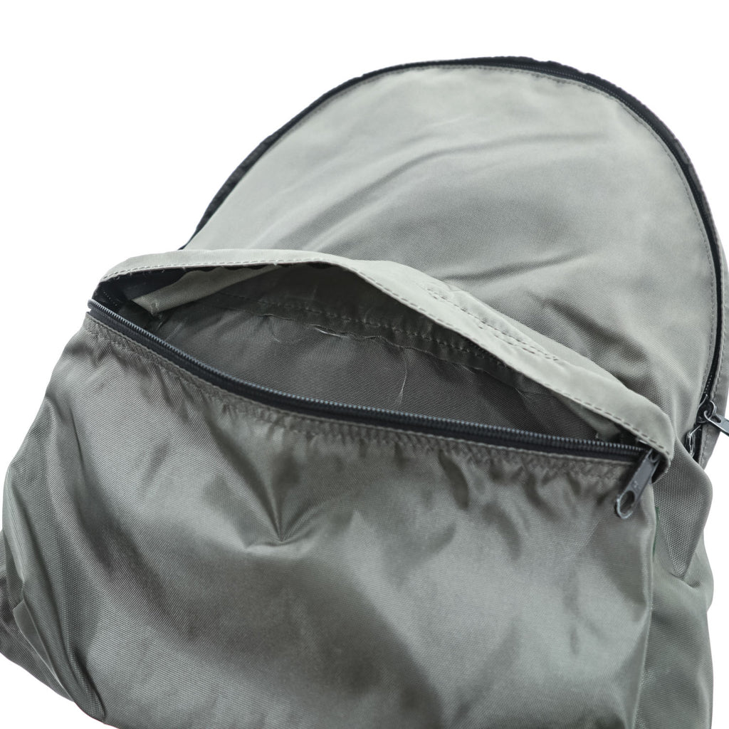 Vintage Herve Chapelier 978N-GRY Nylon Daypack Backpack Gray Khaki Suede Detail