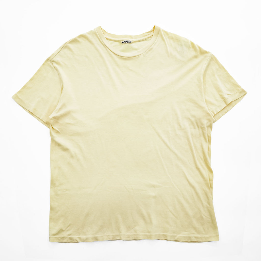 AURALEE A00T01ST Seamless Crew Neck Tee Cotton Crew Neck Short Sleeve T-Shirt Yellow Size 3 Made in Japan