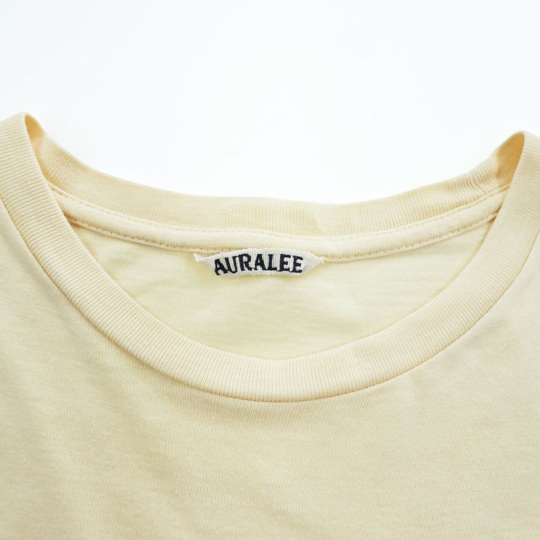 AURALEE A00T01ST Seamless Crew Neck Tee Cotton Crew Neck Short Sleeve T-Shirt Yellow Size 3 Made in Japan