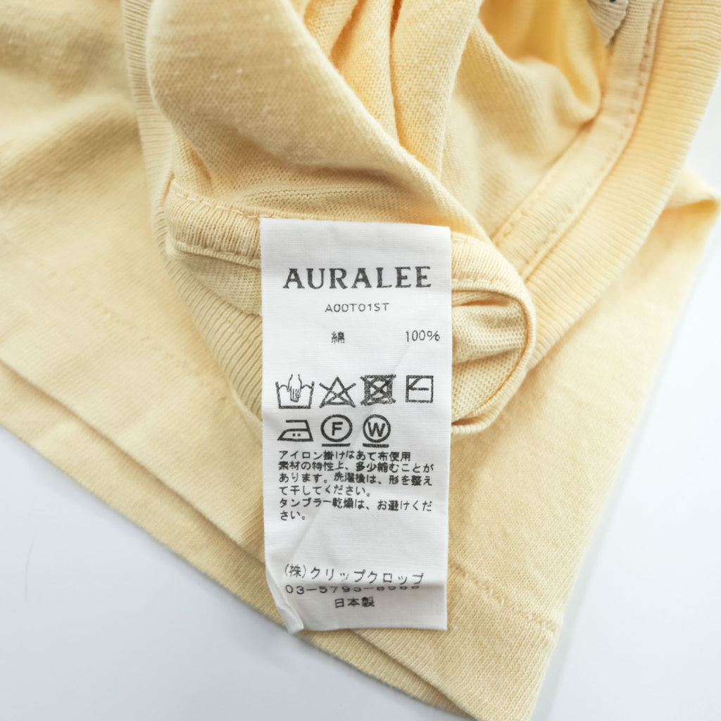 AURALEE A00T01ST Seamless Crew Neck Tee Cotton Crew Neck Short Sleeve T-Shirt Yellow Size 3 Made in Japan