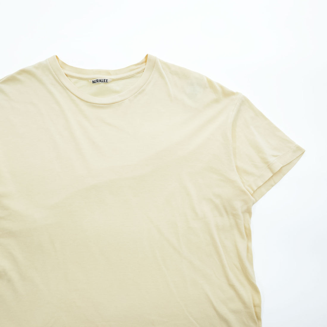 AURALEE A00T01ST Seamless Crew Neck Tee Cotton Crew Neck Short Sleeve T-Shirt Yellow Size 3 Made in Japan