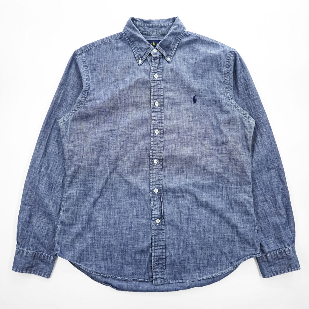Ralph Lauren Slim Fit Chambray Button-Down Long Sleeve Shirt Blue L/G