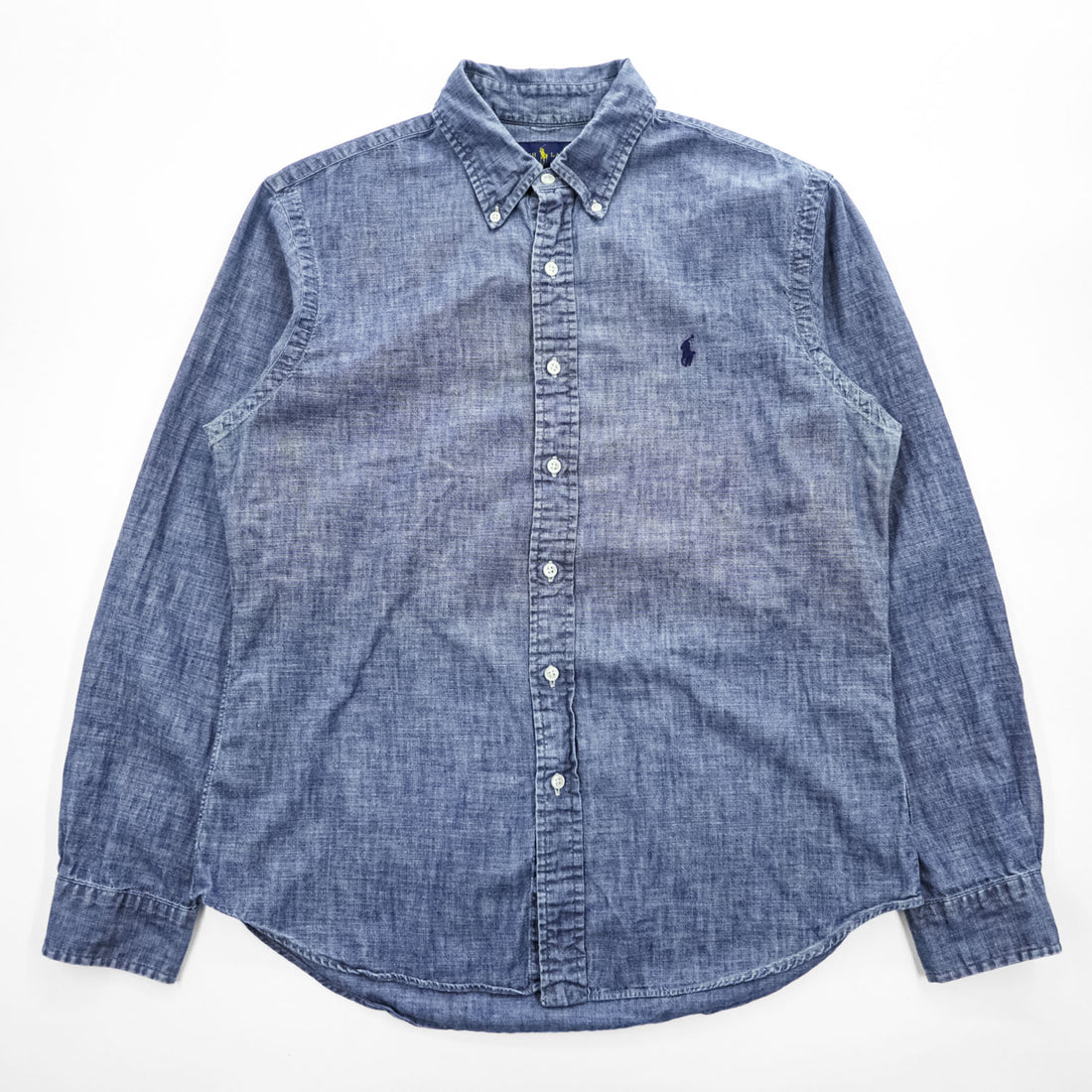 Ralph Lauren Slim Fit Chambray Button-Down Long Sleeve Shirt Blue L/G
