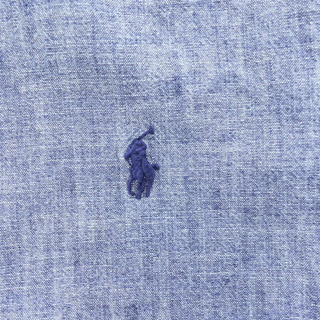 Ralph Lauren Slim Fit Chambray Button-Down Long Sleeve Shirt Blue L/G