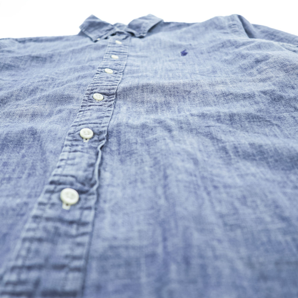 Ralph Lauren Slim Fit Chambray Button-Down Long Sleeve Shirt Blue L/G