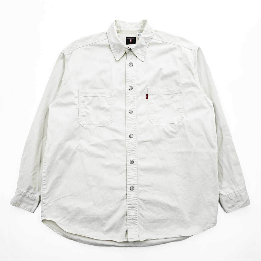 Levi's Red Tab Jeans Cotton Long Sleeve Work Shirt Ivory M Made in Indonesia 2000s