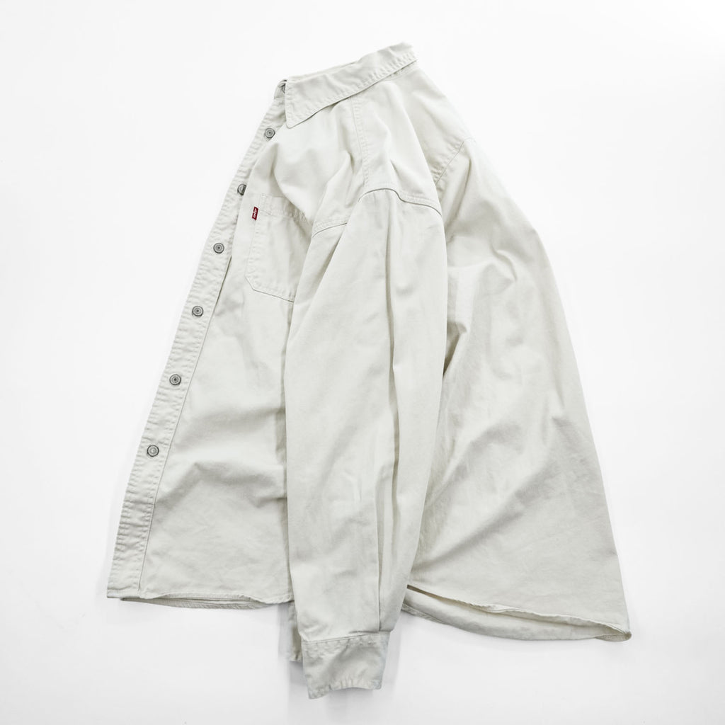 Levi's Red Tab Jeans Cotton Long Sleeve Work Shirt Ivory M Made in Indonesia 2000s