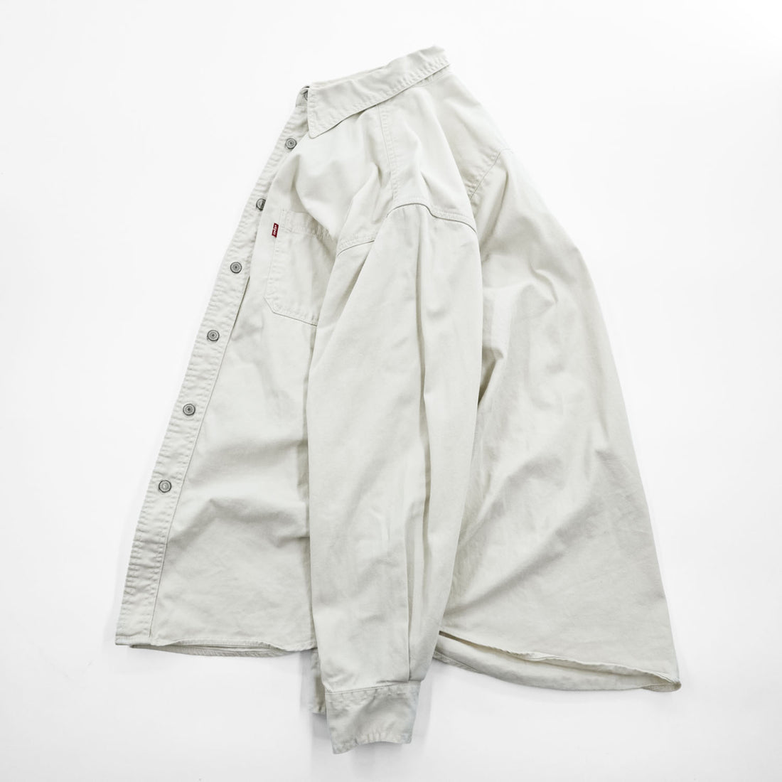 Levi's Red Tab Jeans Cotton Long Sleeve Work Shirt Ivory M Made in Indonesia 2000s
