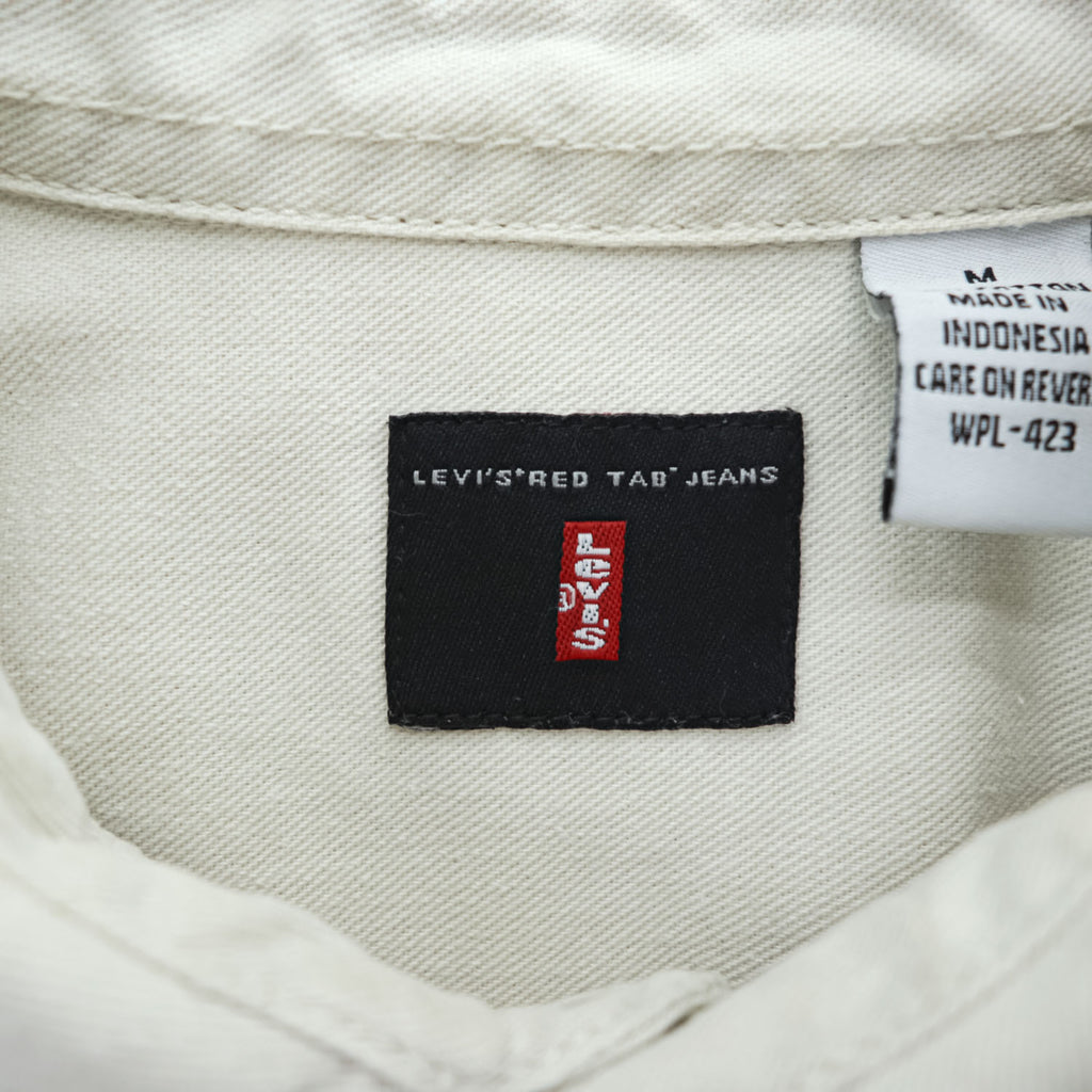 Levi's Red Tab Jeans Cotton Long Sleeve Work Shirt Ivory M Made in Indonesia 2000s
