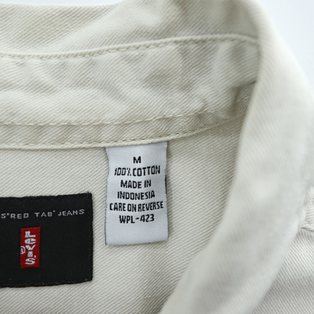Levi's Red Tab Jeans Cotton Long Sleeve Work Shirt Ivory M Made in Indonesia 2000s