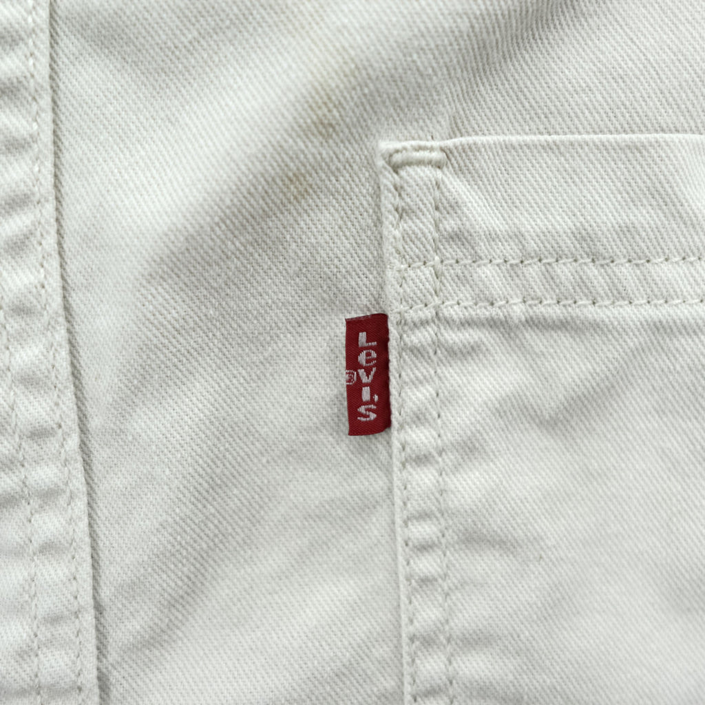 Levi's Red Tab Jeans Cotton Long Sleeve Work Shirt Ivory M Made in Indonesia 2000s